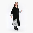  AKH Fashion Kleid in gerader Form, aus Baumwolle, 1343.02405, Schwarz-Weiß, Streifen
