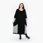  AKH Fashion Kleid in gerader Form, aus Baumwolle, 1343.02405, Schwarz-Weiß, Streifen