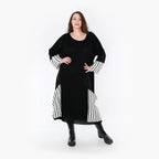  AKH Fashion Kleid in gerader Form, aus Baumwolle, 1343.02405, Schwarz-Weiß, Streifen