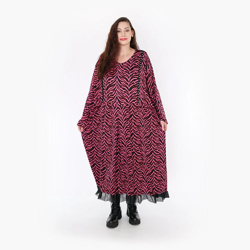  Ballonkleid von AKH Fashion aus Viskose, 1344.06984, Fuchsia-Schwarz, Schick, Modern
