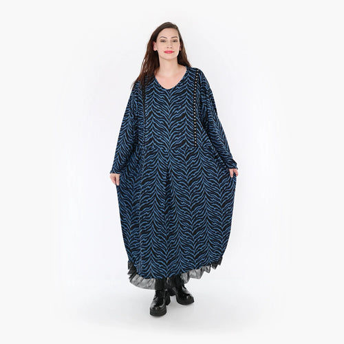  Ballonkleid von AKH Fashion aus Viskose, 1344.06984, Petrol-Schwarz, Schick, Modern