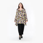  A-Form Bigshirt von AKH Fashion aus Viskose, 1345.00593, Violett-Lime-Schwarz, Grafik