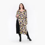  Ballonkleid von AKH Fashion aus Viskose, 1345.06980, Violett-Lime-Schwarz, Grafik, Schick