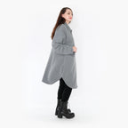  AKH Fashion Bluse in gerundeter Form, aus Materialmix, 1347.06881, Grau, Wellen, Schick