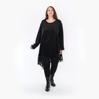  AKH Fashion Kleid in asymmetrischer Form, aus Polyester, 1348.06875, Schwarz, Schick
