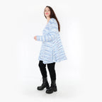  AKH Fashion Shirt in Glocken-Form, aus Materialmix, 1353.01892, Blau-Weiß, Meliert