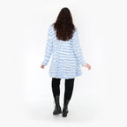  AKH Fashion Shirt in Glocken-Form, aus Materialmix, 1353.01892, Blau-Weiß, Meliert