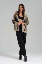  TW3 Pullover in kastiger Form, aus Baumwolle, 1047, Beige, Ausgefallen, mit Kapuze
