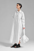  TW3 Kleid in gerundeter Form, aus Baumwolle, 1083, Weiß, Ausgefallen, mit Rucksack
