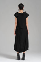  Ballonkleid von TW3 aus Polyamid, 1195, Schwarz, Schick, Modern, Ausgefallen