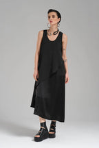  TW3 Kleid in asymmetrischer Form, aus Polyamid, 1202, Schwarz, Streifen, Ausgefallen