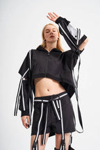  TW3 Jacke in Vokuhila-Form, aus Polyamid, 724, Schwarz, Schick, Modern, Ausgefallen
