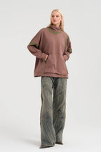  TW3 Pullover in kastiger Form, aus Baumwolle, 942, Braun, Schick, Modern, Ausgefallen