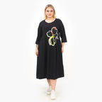  A-Form Kleid von Zedd Plus aus Baumwolle, 25134, Schwarz, Schick, Modern, Bequem, Schick