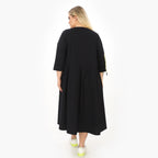  A-Form Kleid von Zedd Plus aus Baumwolle, 25134, Schwarz, Schick, Modern, Bequem, Schick