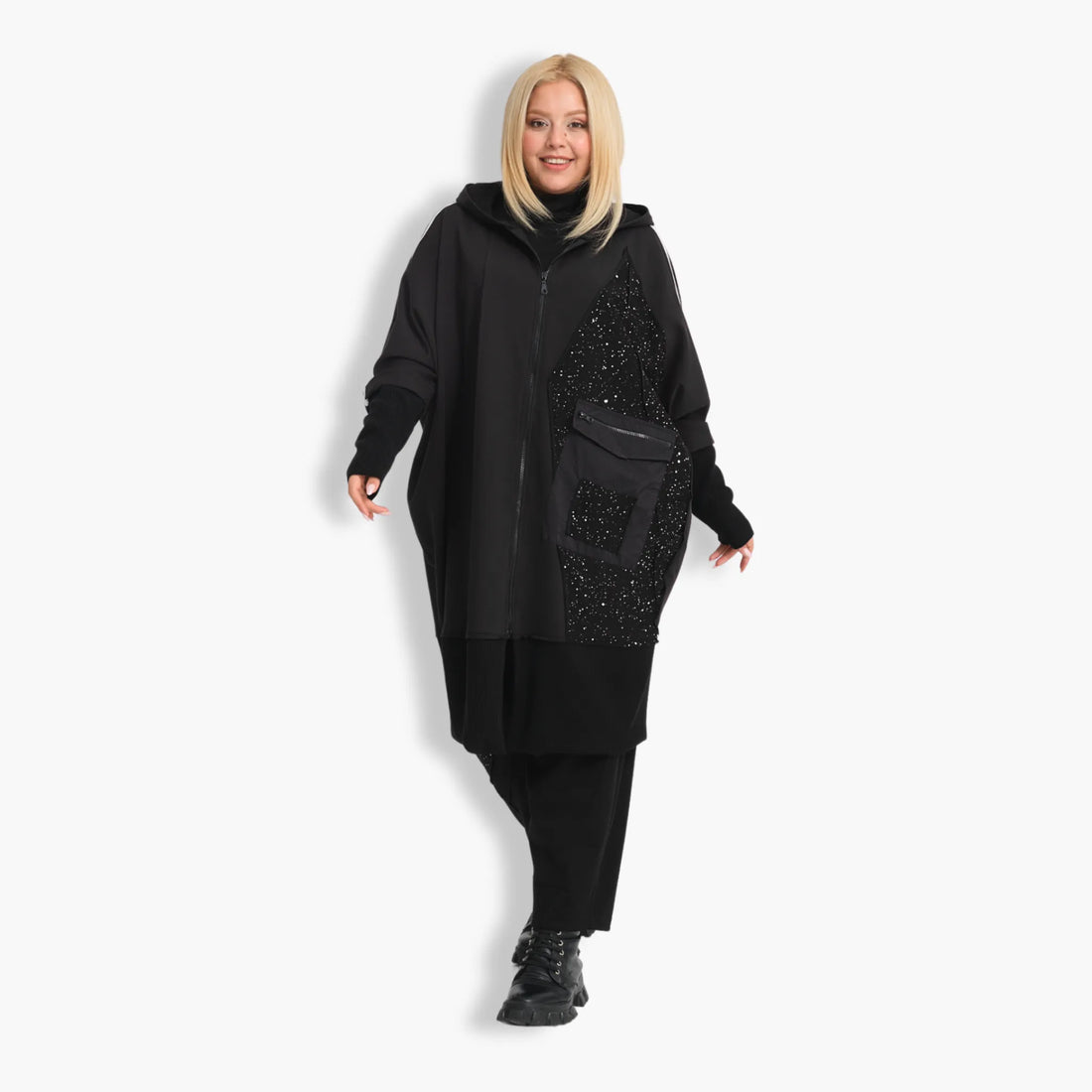  Karotte Jacke von Zedd Plus aus Baumwolle, 24571, Schwarz, Schick, Modern, Bequem