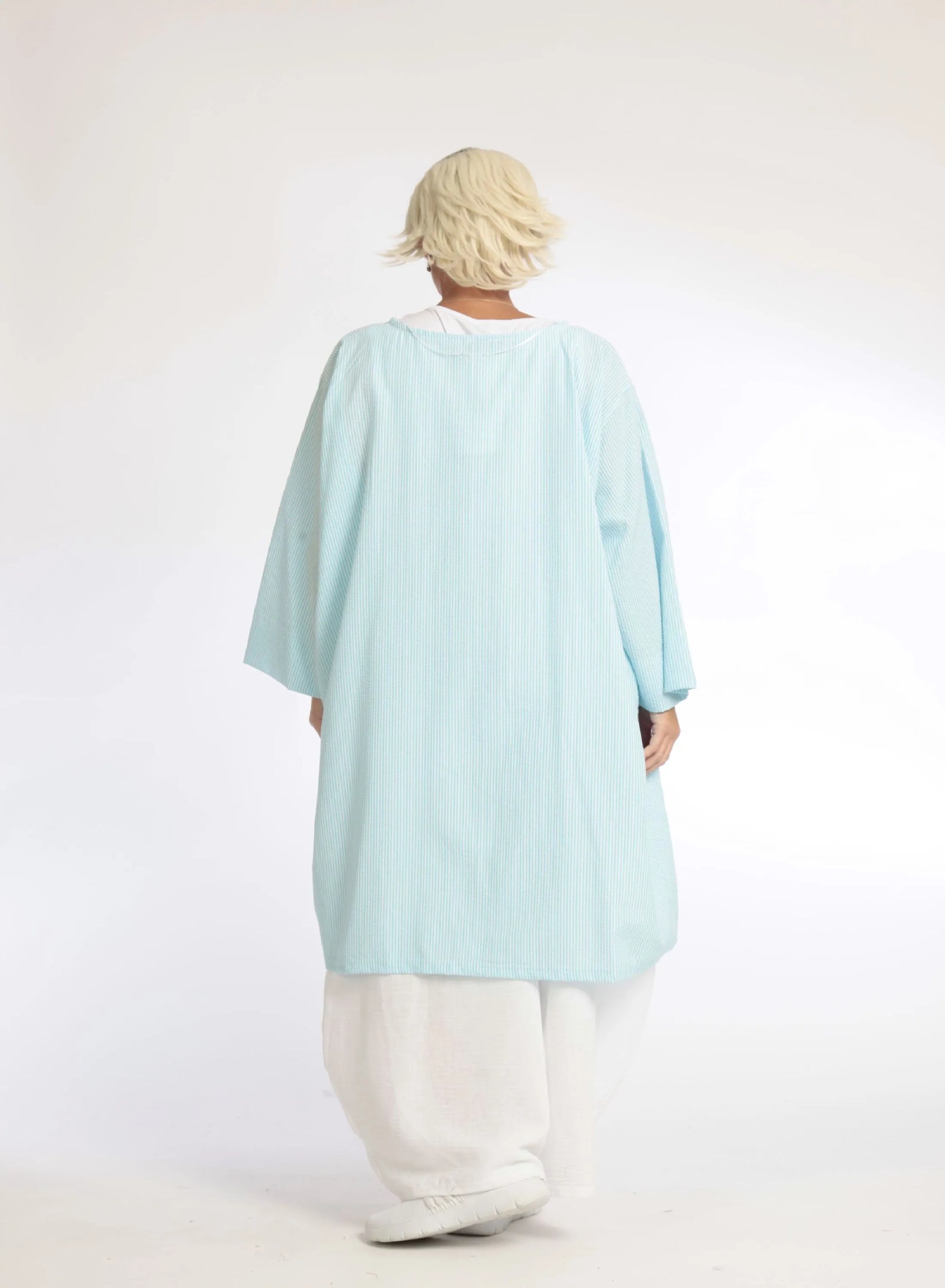  A-Form Bluse von AKH Fashion aus Baumwolle, 1058.06836, Hellblau, Unifarben, Ausgefallen