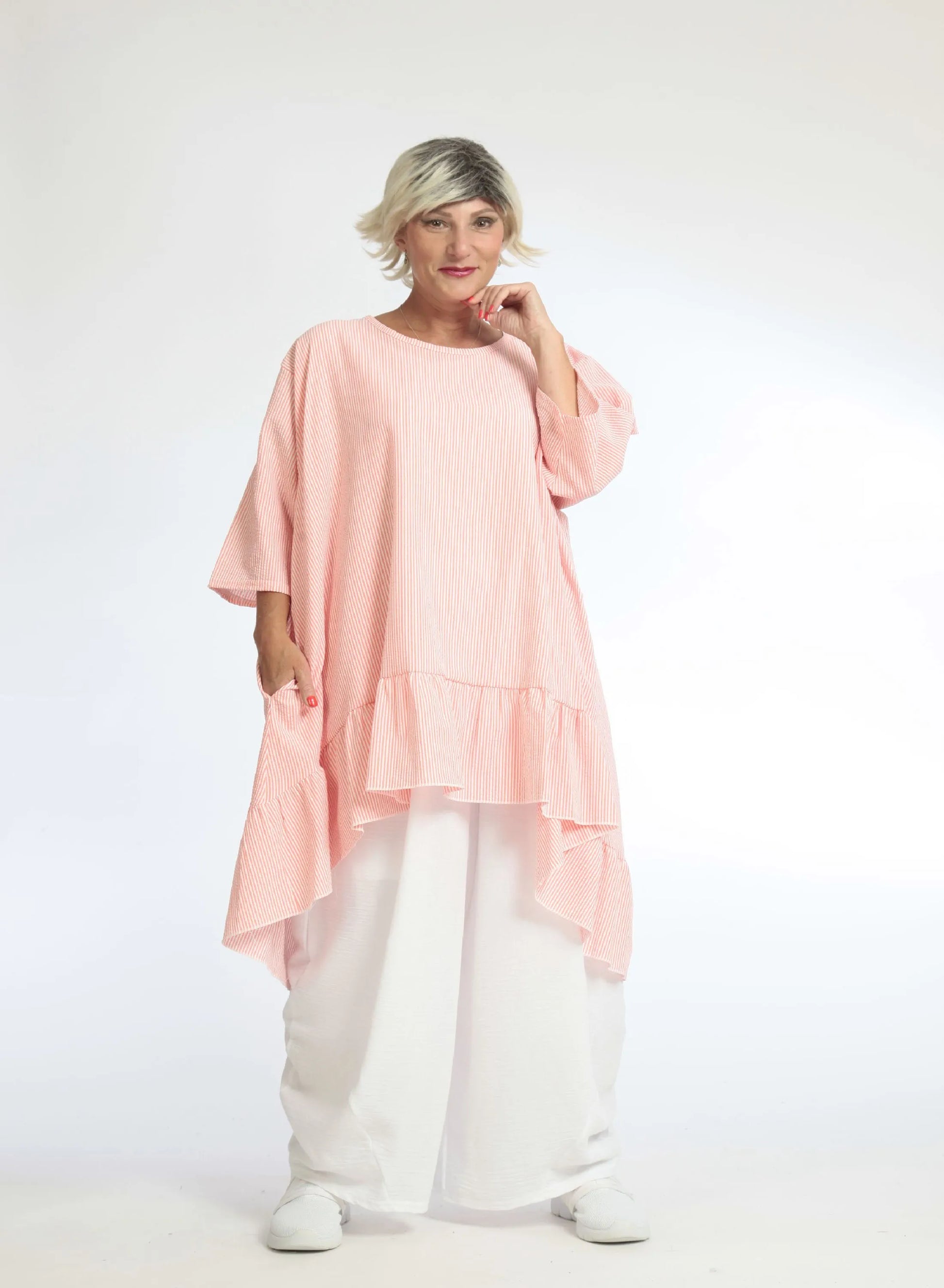  Bigshirt von AKH Fashion aus Baumwolle in Vokuhila-Form, 1058.06837, Orange, Schick, Modern