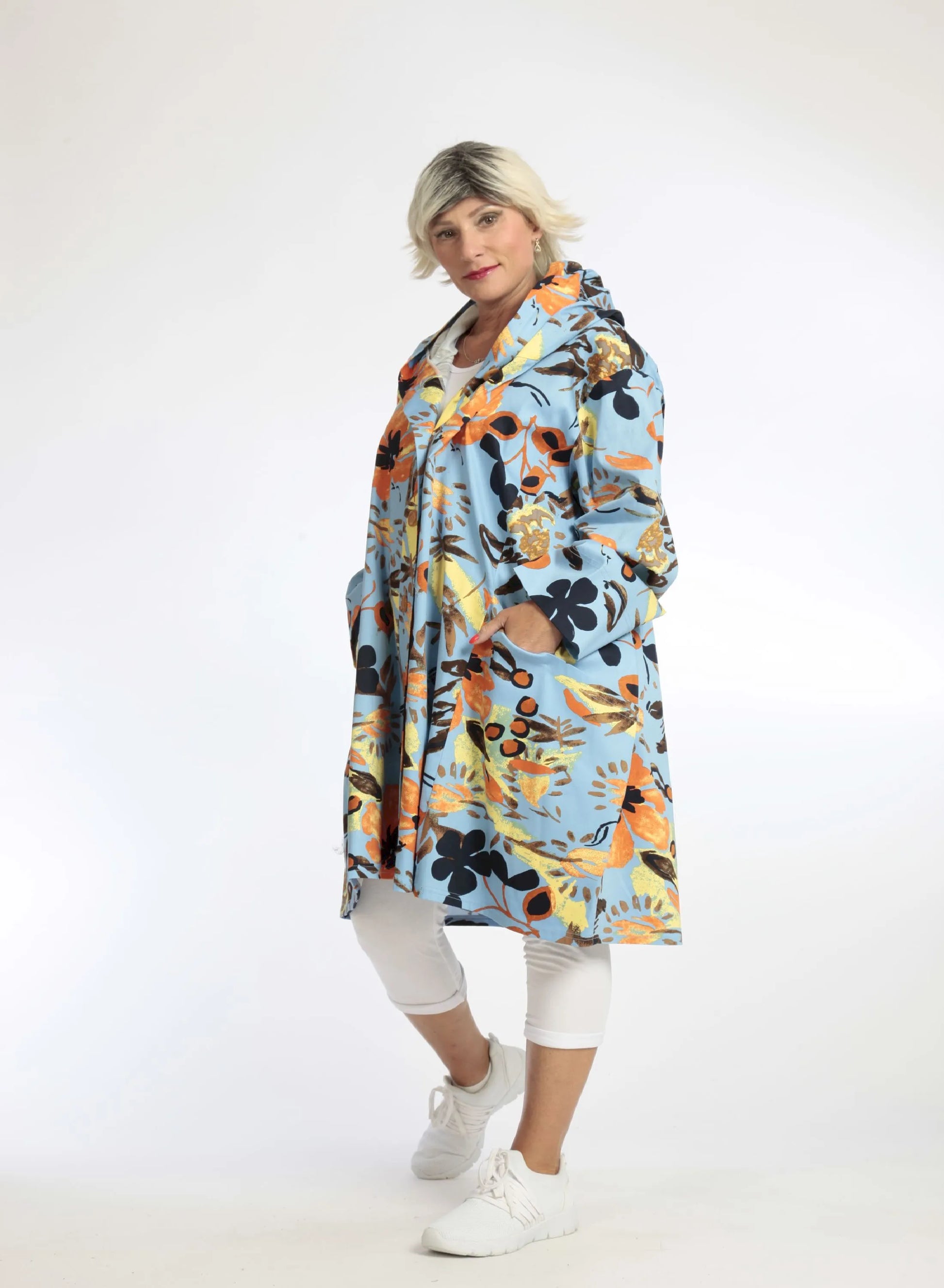  Ballonjacke von AKH Fashion aus Baumwolle, 1059.06660, Hellblau, Blumen, Schick, Modern