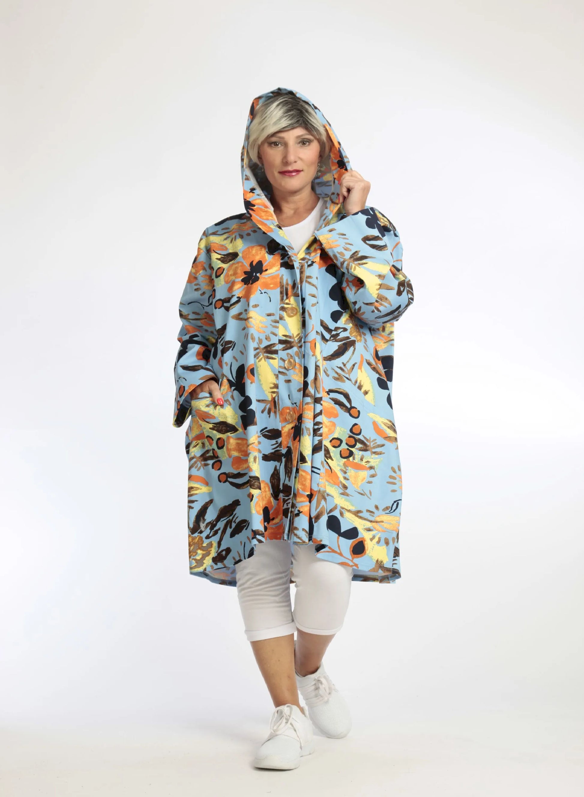  Ballonjacke von AKH Fashion aus Baumwolle, 1059.06660, Hellblau, Blumen, Schick, Modern