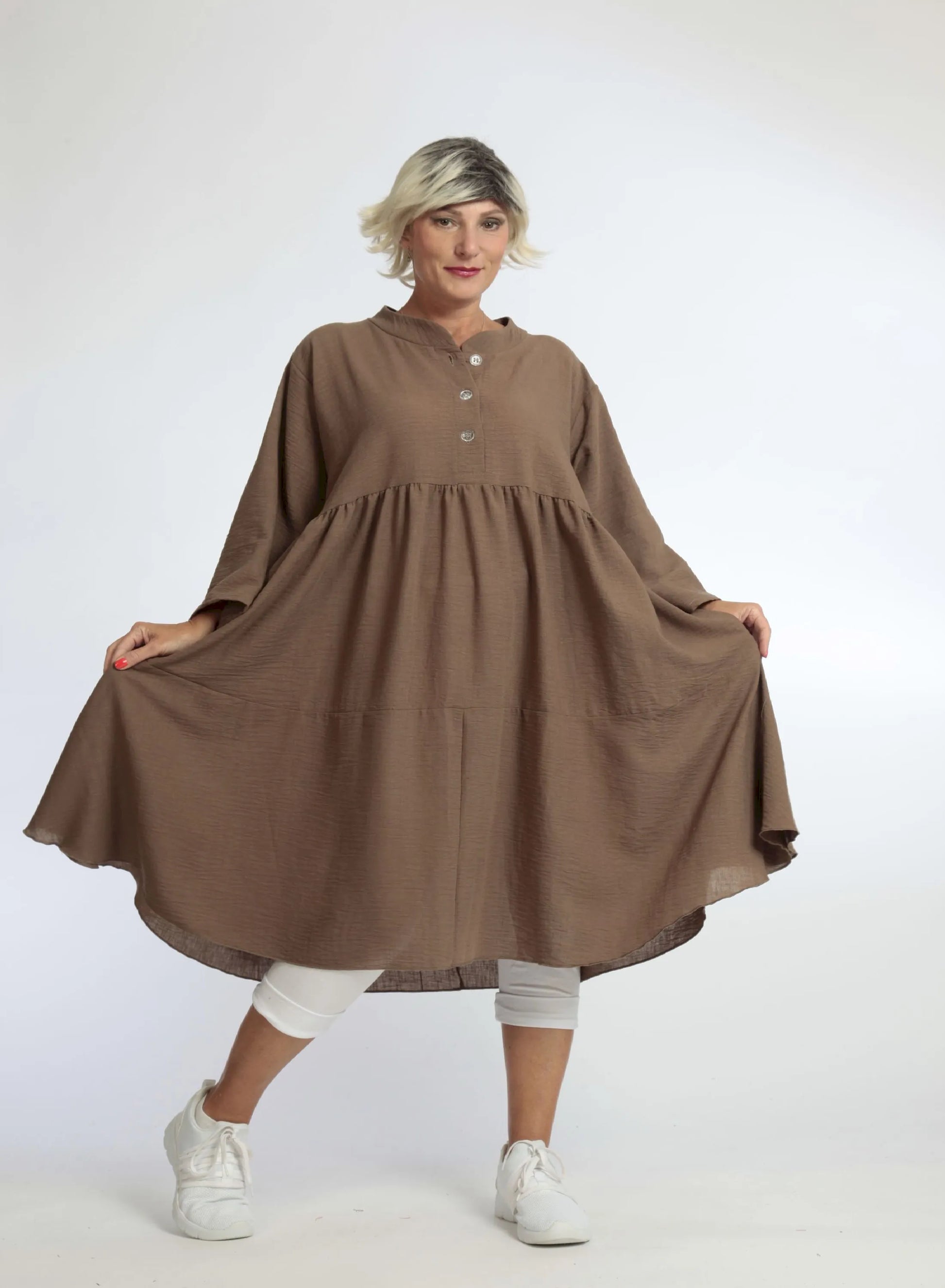  A-Form Kleid von AKH Fashion aus Viskose, 1060.06732, Cognac, Unifarben, Schick, Modern