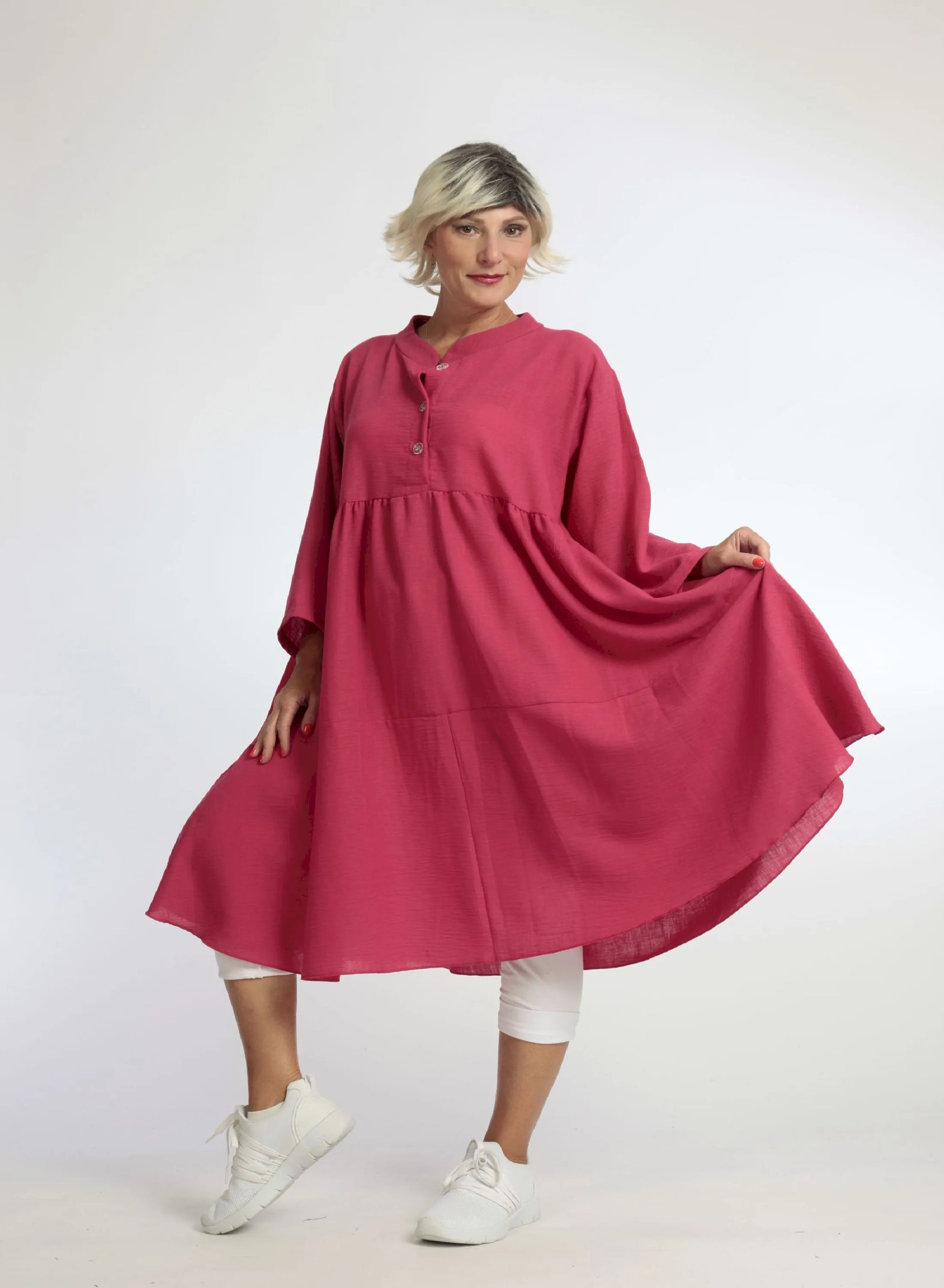  A-Form Kleid von AKH Fashion aus Viskose, 1060.06732, Fuchsia, Unifarben, Schick, Modern