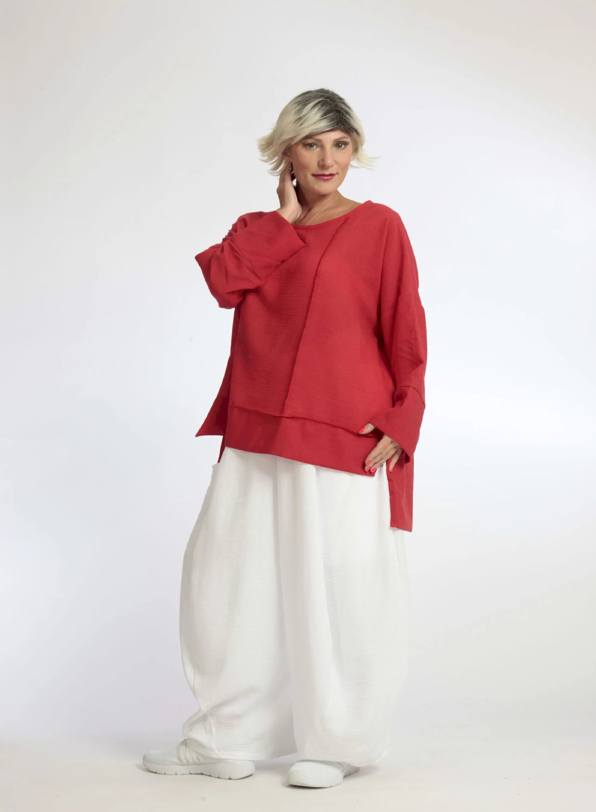  Bigshirt von AKH Fashion aus Viskose in gerader Form, 1060.06839, Rot, Unifarben, Ausgefallen