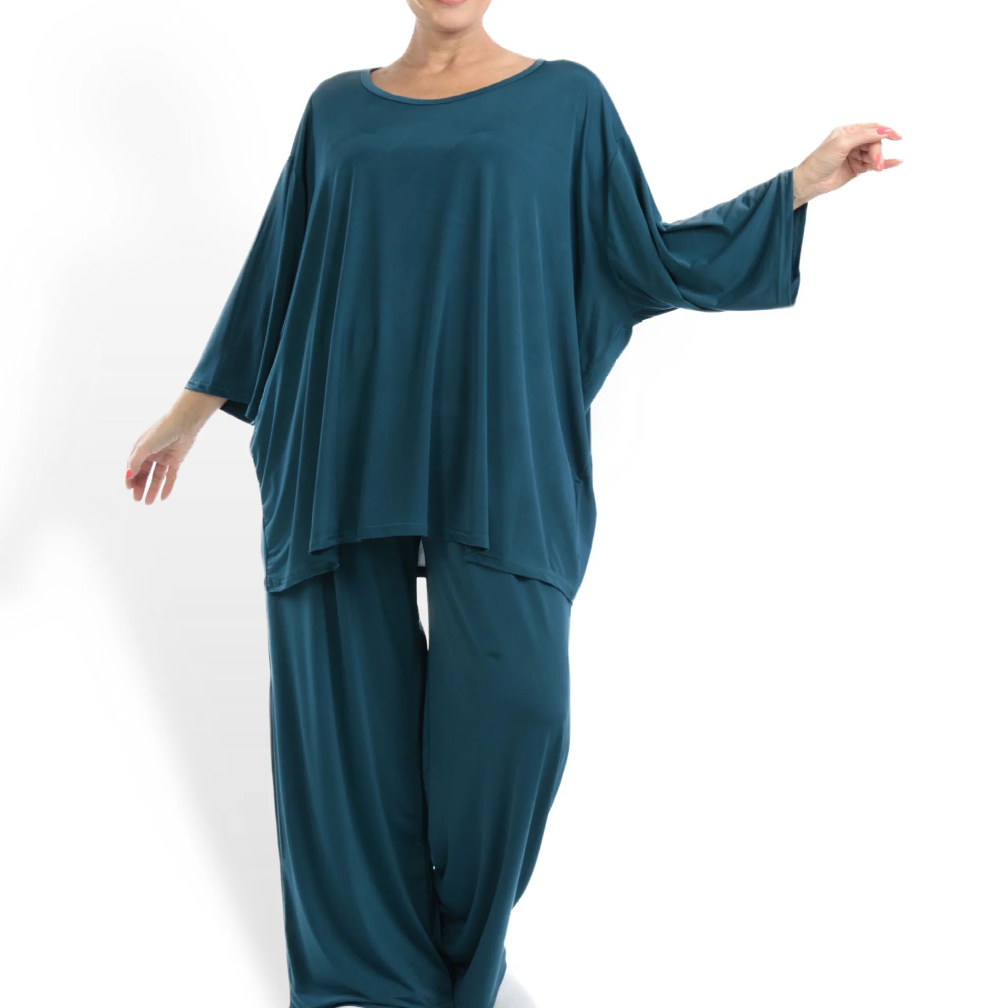  AKH Fashion Bigshirt in kastiger Form, aus Viskose, 1111.06543, Petrol, Schick, Modern
