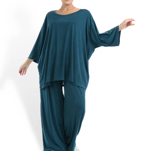  AKH Fashion Bigshirt in kastiger Form, aus Viskose, 1111.06543, Petrol, Schick, Modern