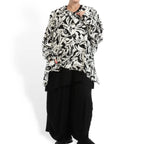  AKH Fashion Jacke in gerader Form, aus Viskose, 1112.02222, Weiß-Schwarz, Blumen, Schick
