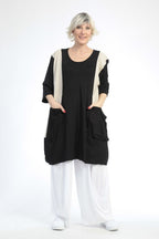  Ballonshirt von AKH Fashion aus Baumwolle, 0848.06767, Schwarz-Beige, Punkte, Schick