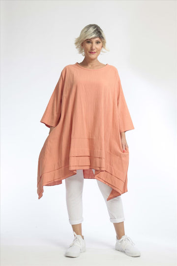  A-Form Shirt in frischem Apricot mit luftiger Leinenoptik und lässigem Oversize-Schnitt