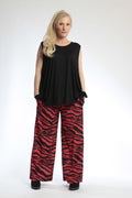  AKH Fashion Hose in gerader Form, aus Materialmix, 0801.01529, Rot-Schwarz, Zebra, Schick