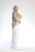  AKH Fashion Jacke in gerundeter Form, aus Viskose, 0805.00130, Gelb, Streifen, Schick