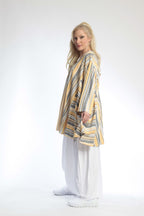  A-Form Bigshirt von AKH Fashion aus Viskose, 0805.00593, Gelb, Streifen, Schick, Modern