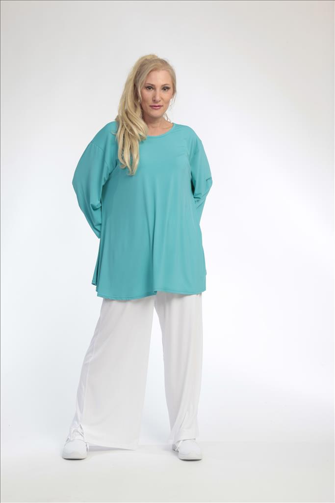  Bigshirt von AKH Fashion aus Materialmix in Glocken-Form, 0792.08971, Türkis, Schick, Modern