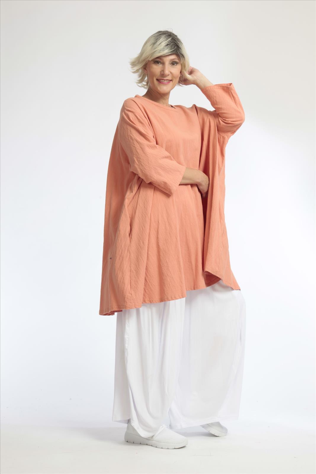  A-Form Bigshirt von AKH Fashion aus Baumwolle, 1033.06570, Apricot, Unifarben, Ausgefallen