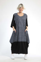  Ballonkleid von AKH Fashion aus Baumwolle, 0848.01923, Schwarz-Marine, Punkte, Schick