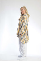  AKH Fashion Jacke in Vokuhila-Form, aus Viskose, 0805.06317, Gelb, Streifen, Schick