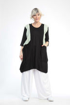  Ballonshirt von AKH Fashion aus Baumwolle, 0848.06767, Schwarz-Hellgrün, Punkte, Schick