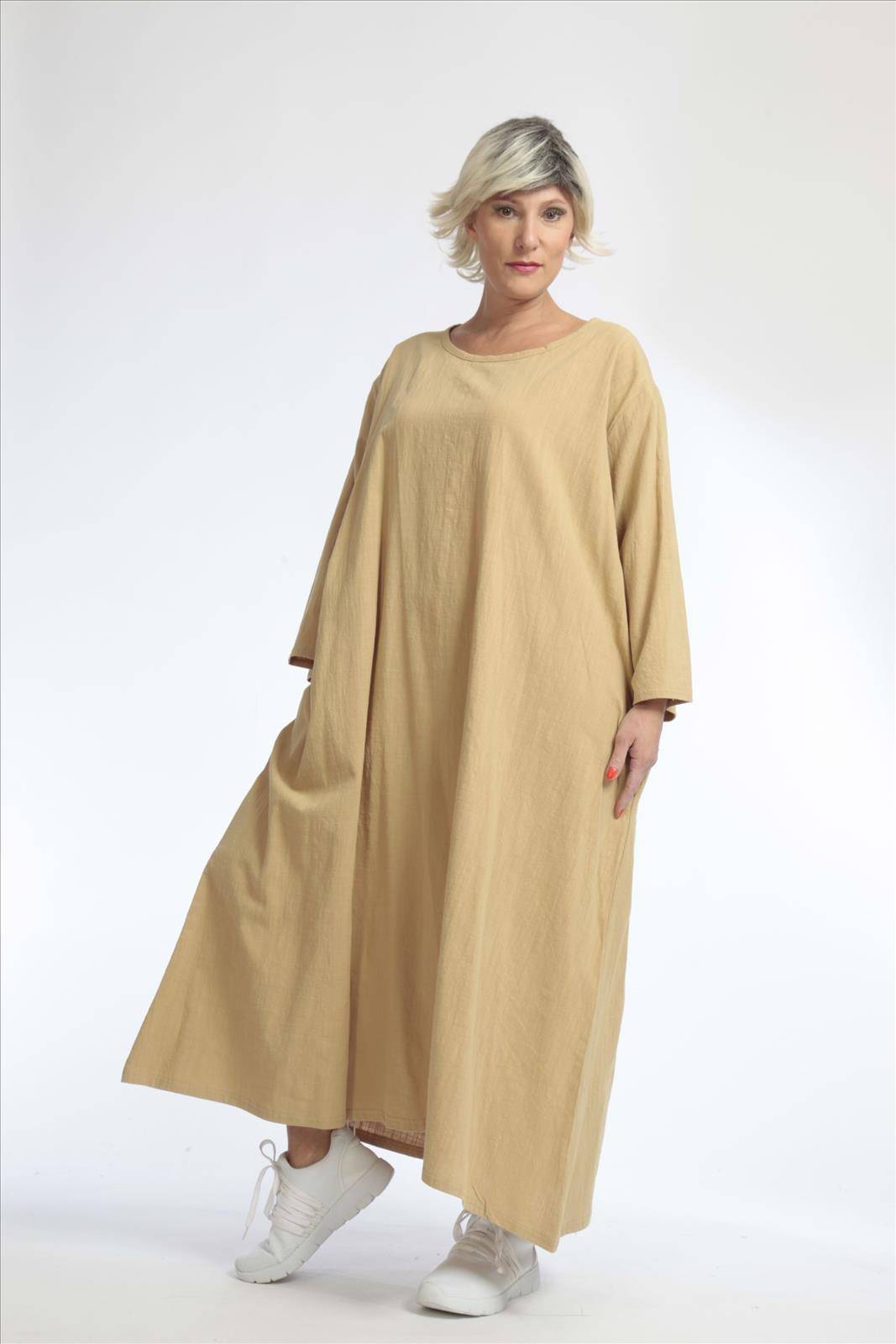  Ballonkleid von AKH Fashion aus Baumwolle, 1033.06790, Beige, Unifarben, Schick, Modern