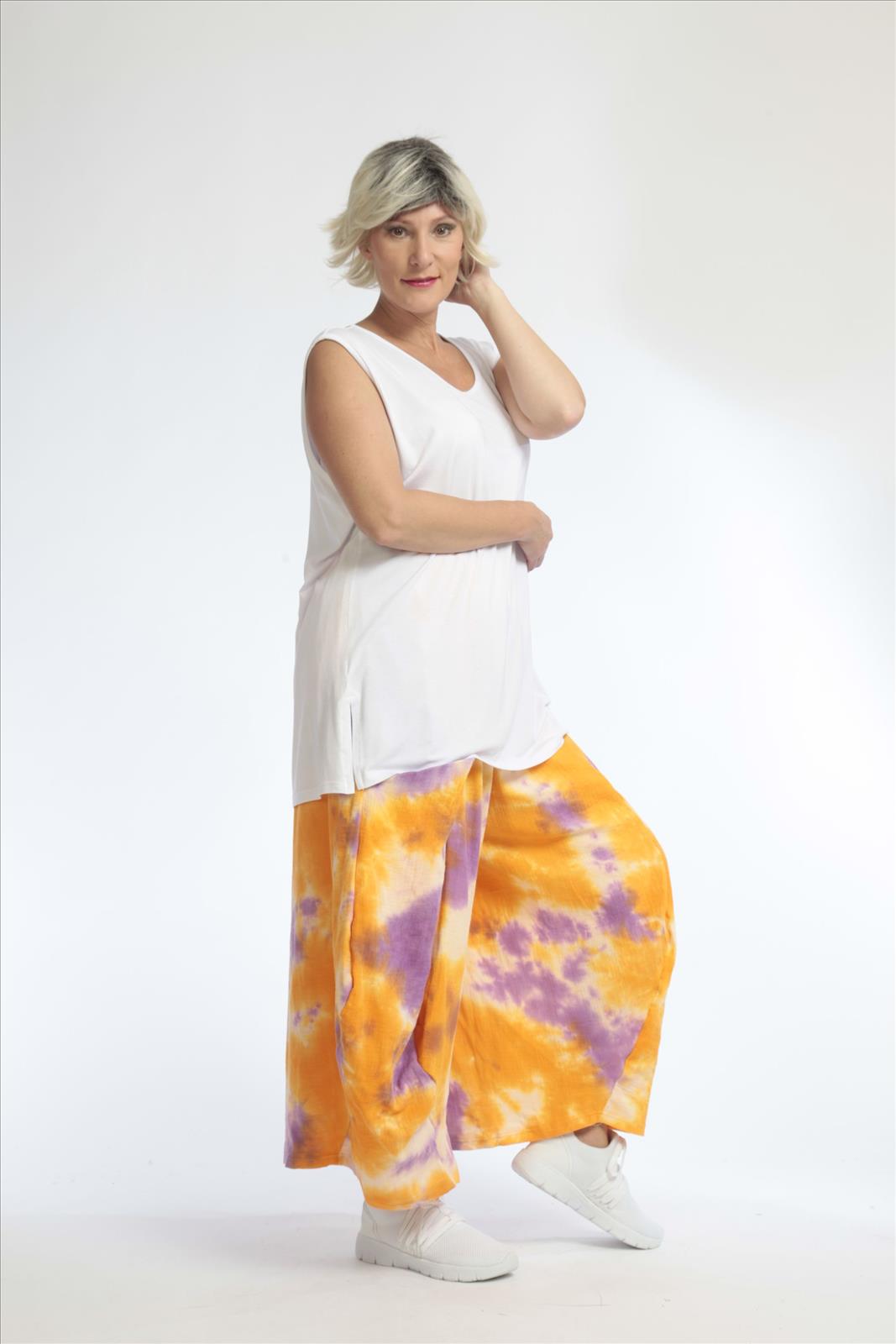  Ballonhose von AKH Fashion aus Baumwolle, 1032.08069, Orange-Lila, Batik, Schick, Modern