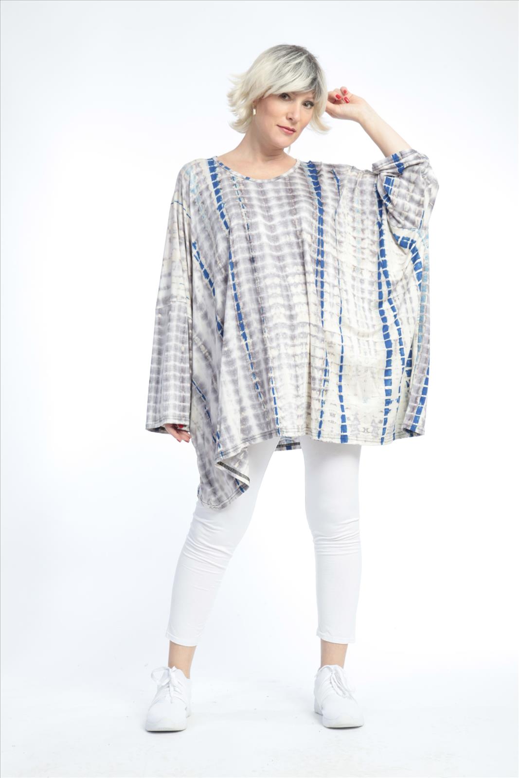  Bigshirt von AKH Fashion aus Viskose in kastiger Form, 0826.06648, Taupe-Blau, Ausgefallen