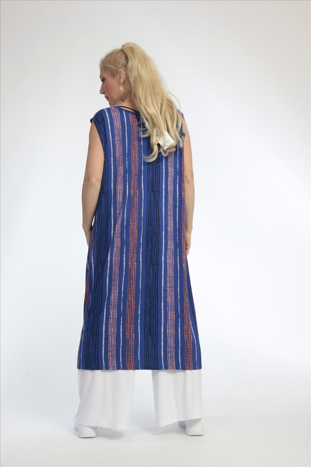  Ballonkleid von AKH Fashion aus Viskose, 0793.00789, Royalblau-Multi, Streifen, Schick