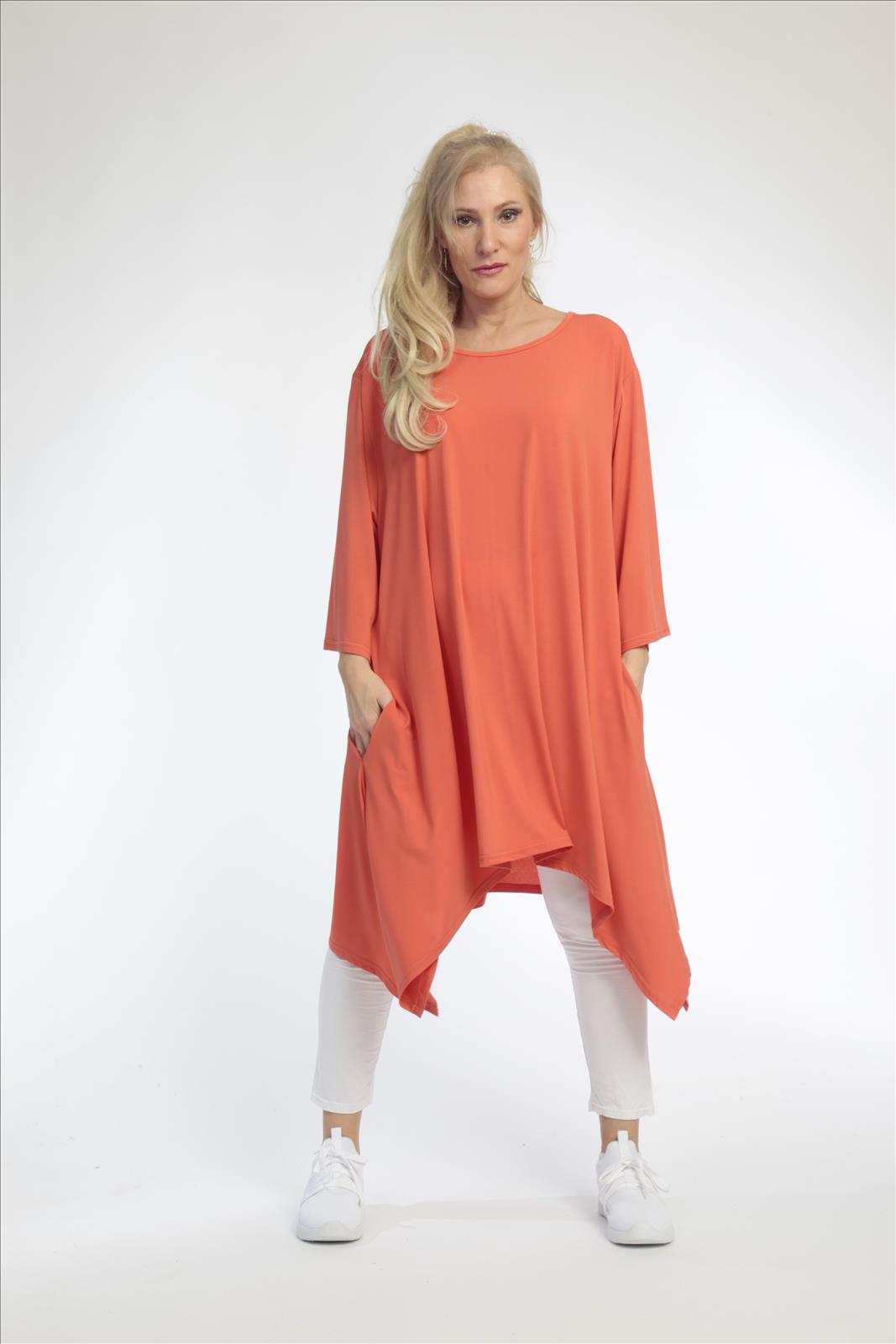  A-Form Shirt von AKH Fashion aus Materialmix, 0792.06652, Orange, Unifarben, Ausgefallen