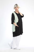  Ballonshirt von AKH Fashion aus Baumwolle, 0848.06767, Schwarz-Hellgrün, Punkte, Schick