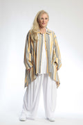  AKH Fashion Jacke in Vokuhila-Form, aus Viskose, 0805.06317, Gelb, Streifen, Schick