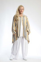  AKH Fashion Jacke in Vokuhila-Form, aus Viskose, 0805.06317, Gelb, Streifen, Schick