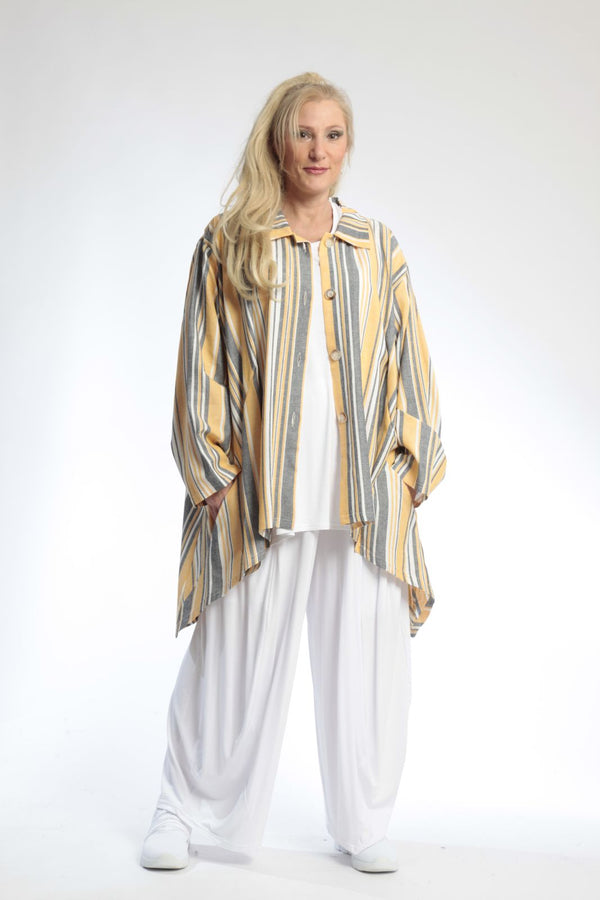  AKH Fashion Jacke in Vokuhila-Form, aus Viskose, 0805.06317, Gelb, Streifen, Schick