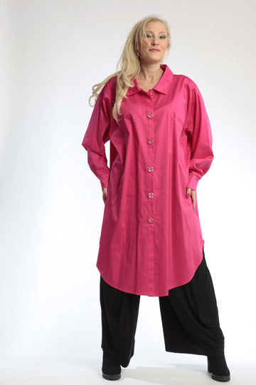  Trendige Damenbluse in lebhaftem Pink mit luxuriösem Satin-Look und lässigem Oversize-Schnitt